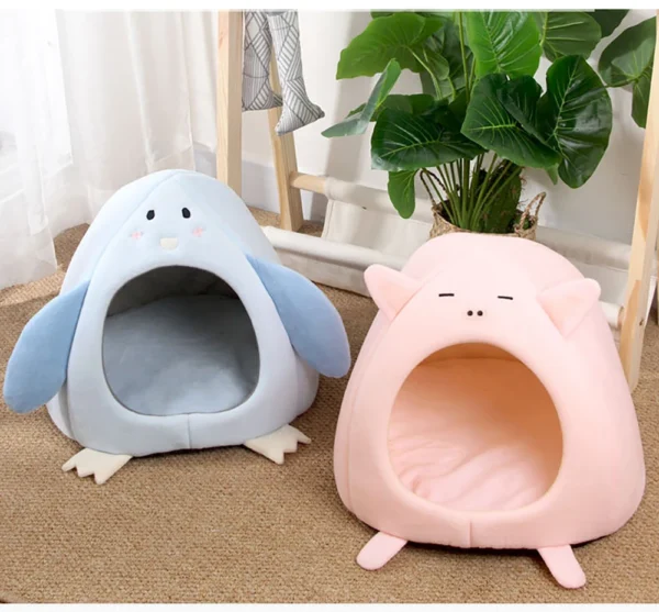 Peach Cat House – Cozy Plush Cave Bed - Image 7
