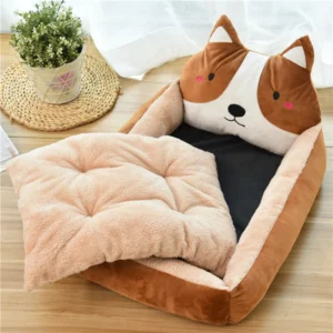 Cartoon Pet Bed with Raised Backrest