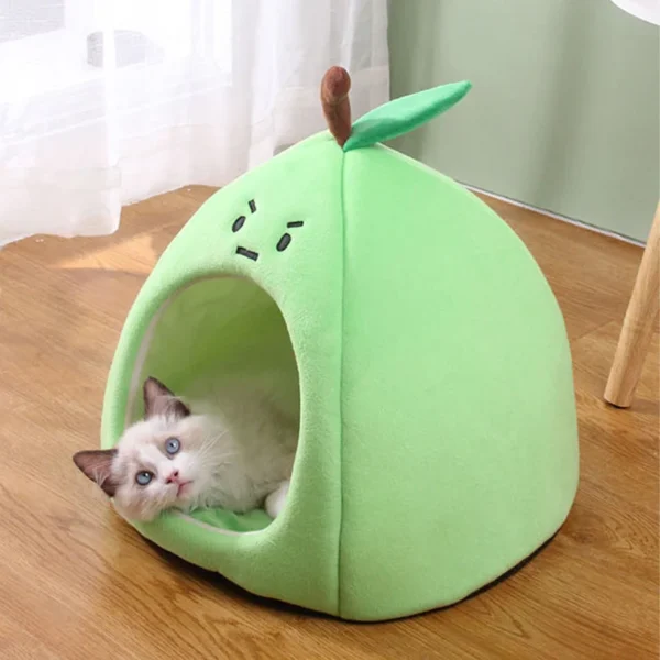 Peach Cat House – Cozy Plush Cave Bed - Image 5
