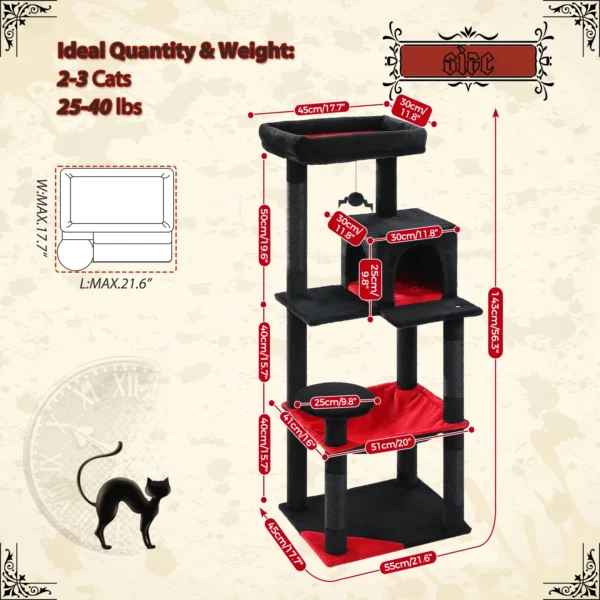 Gothic Cat Tree with Extra Large Hammock & Perch - Image 5