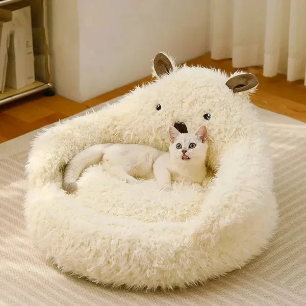 Fluffy Cat Bed with Raised Edge Support