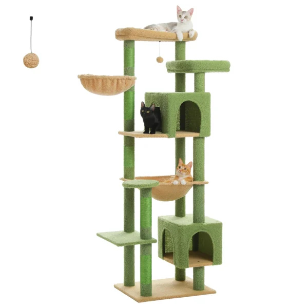 Cat Climbing Tree with Large Hammock, Condos & Perches - Image 2
