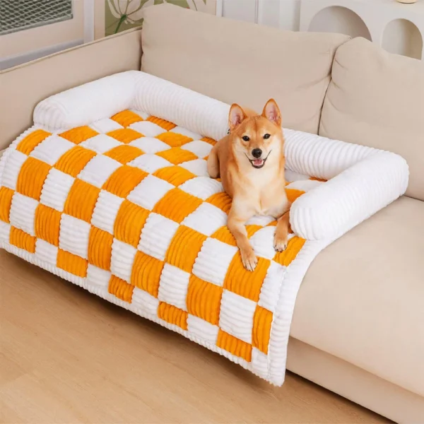 Dog Bed Sofa with Plush Blanket Cover - Image 2