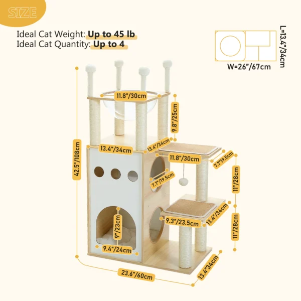 Modern Cat Tree with Capsule Nest & Condo Tower - Image 5