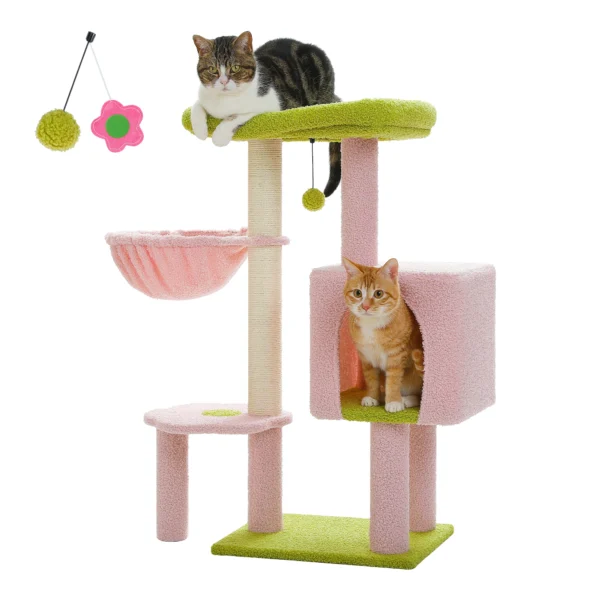 Cute Cat Tree with Hammock, Condo & Scratching Posts - Image 2