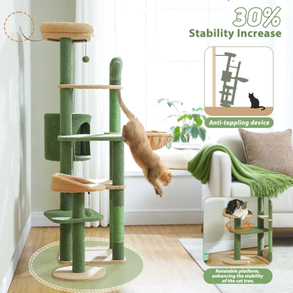 Cactus Cat Tower with Hammock & Multi-Level Design - Image 5