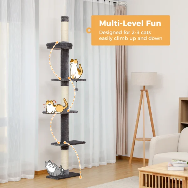 Adjustable Height Cat Tree with Ceiling Mount - Image 3