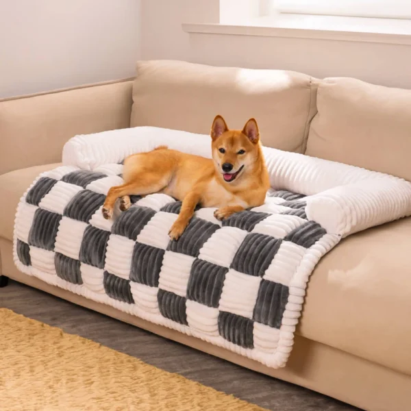Dog Bed Sofa with Plush Blanket Cover - Image 4