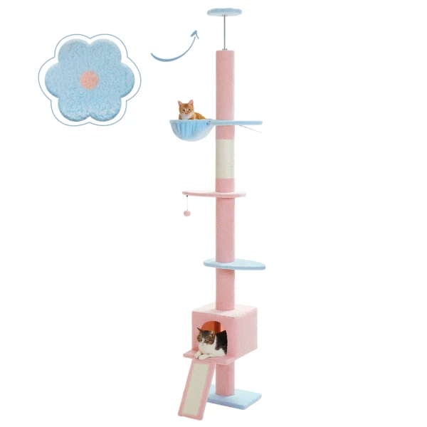 Floor to Ceiling Cat Tree with Condo & Ladder - Image 3