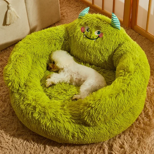 Cartoon Monster Pet Nest – Semi-Enclosed Warm Bed