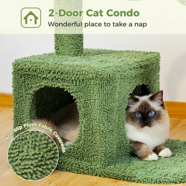 Cactus Cat Tree with Condo, Hammock & Scratching Post - Image 4