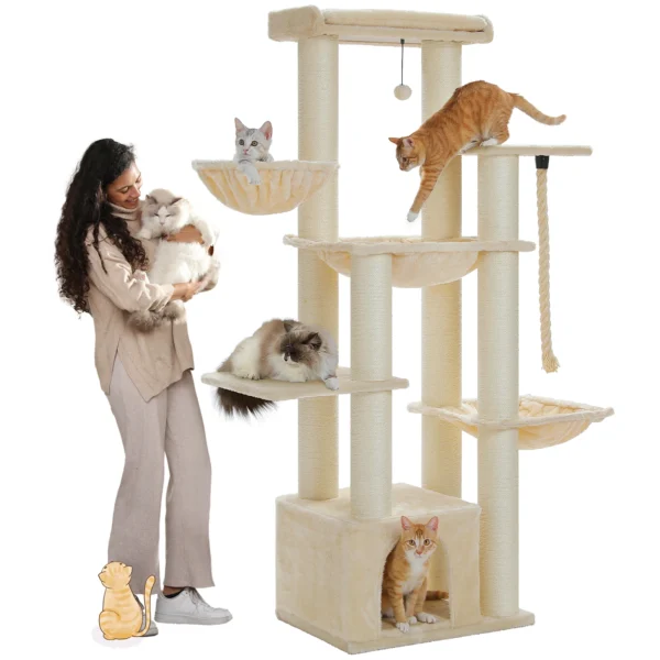 Large Cat Tree with Hammock & 11 Sisal Posts - Image 5