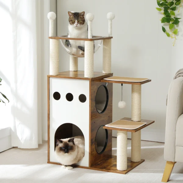 Modern Cat Tree with Capsule Nest & Condo Tower - Image 2