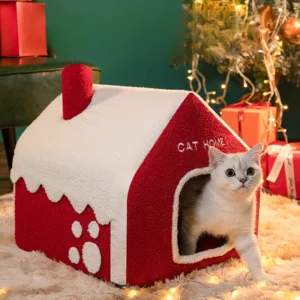 Christmas Cat House – Foldable Holiday Pet Cabin