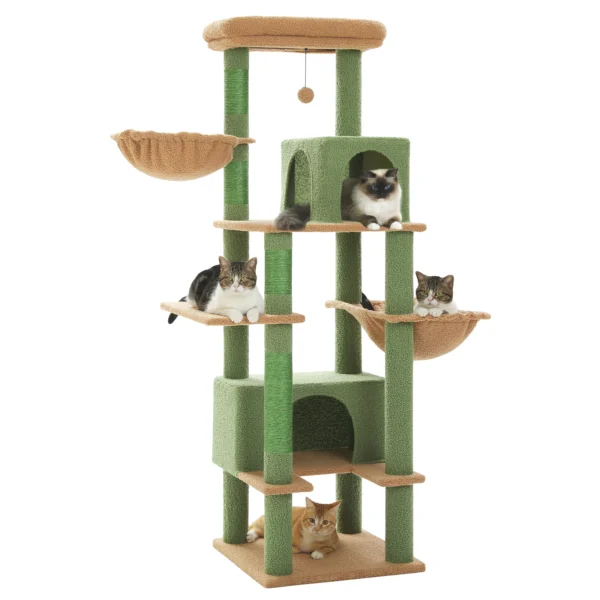 Cat Tower for Large Cats with XXL Hammock & Dual Condos - Image 7