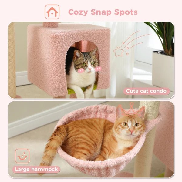 Cute Cat Tree with Hammock, Condo & Scratching Posts - Image 4
