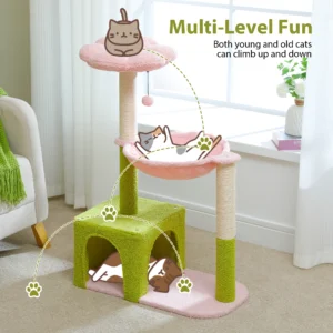 Flower Cat Tree with Hammock & Condo