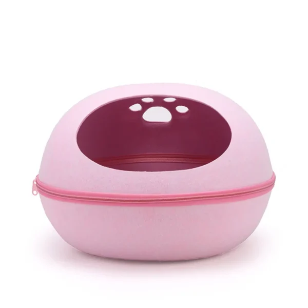 Felt Cat Cave – Eggshell-Style Semi-Enclosed Cat Bed with Cushion - Image 5