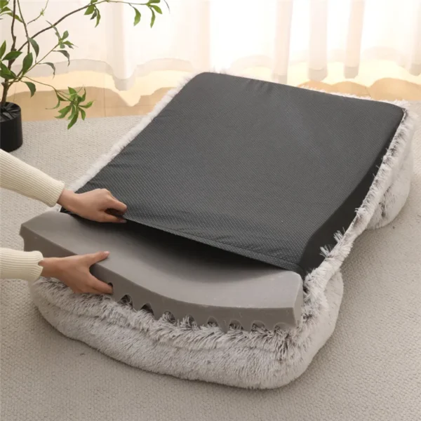 Plush Dog Bed with Raised Edges & Removable Pad - Image 2