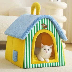 Foldable Dog House with Soft Fleece Interior