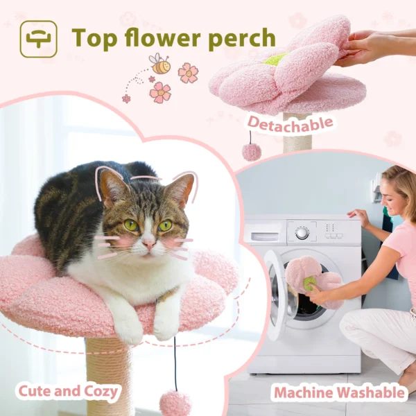 Flower Cat Tree with Hammock & Condo - Image 6
