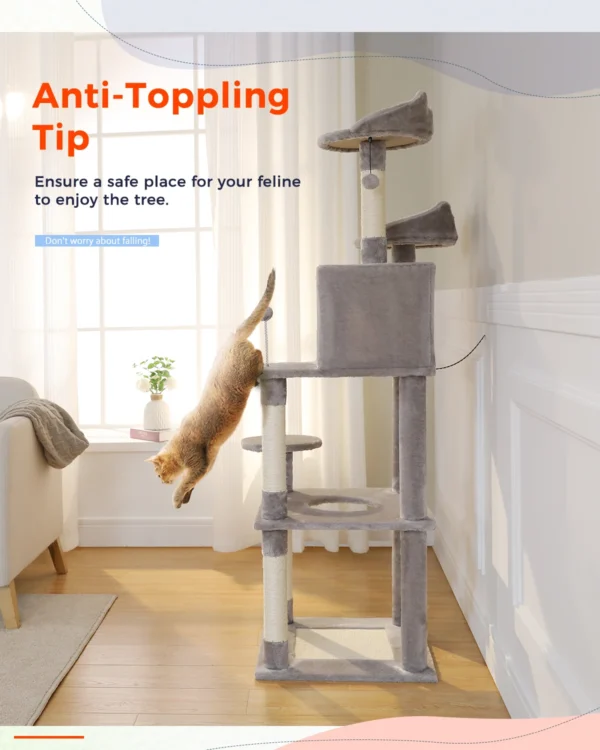 Multi-Level Cat Tree with Condo, Hammocks & Scratching Posts - Image 3