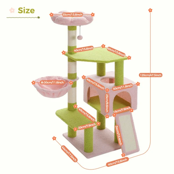 Flower Cat Tree with Hammock & Condo - Image 2