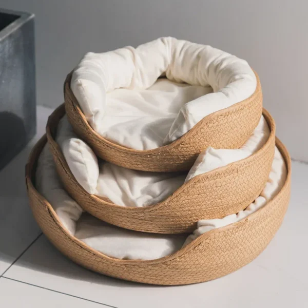 Woven Cat Bed with Soft Cushion - Image 3