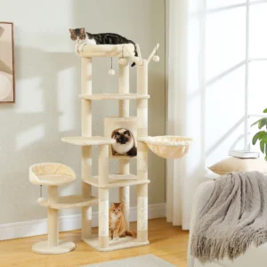 Tall Cat Tree with Hammock, Perches & Scratching Posts