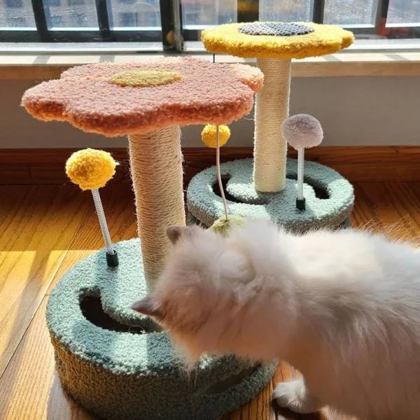Cat Climbing Toy with Scratcher & Flower Top - Image 3