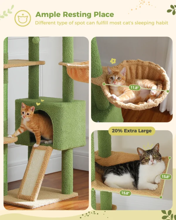 Floor to Ceiling Cat Tower with Condo, Hammock & Scratching Posts - Image 8