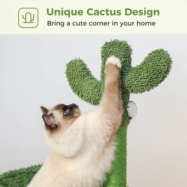 Cactus Cat Tree with Condo, Hammock & Scratching Post - Image 6