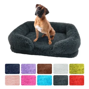 Plush Dog Bed with Raised Edges & Removable Pad