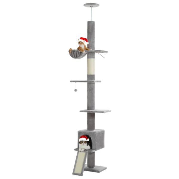 Floor to Ceiling Cat Tree with Adjustable Height & Condo - Image 2