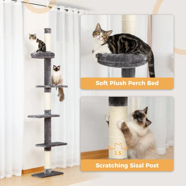Adjustable Height Cat Tree with Ceiling Mount - Image 4