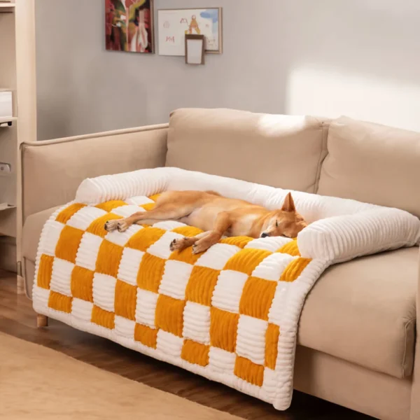Dog Bed Sofa with Plush Blanket Cover - Image 9
