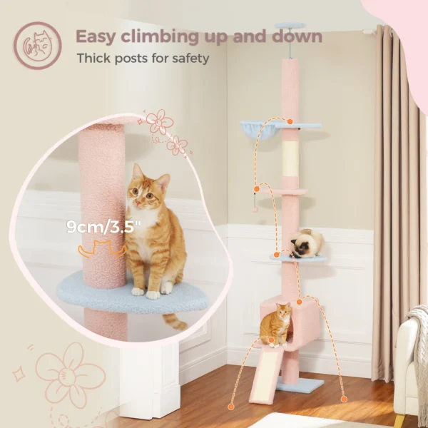 Floor to Ceiling Cat Tree with Condo & Ladder - Image 2