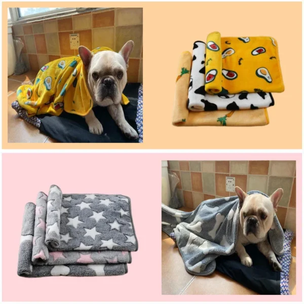 Flannel Pet Blanket with Cartoon Print - Image 3