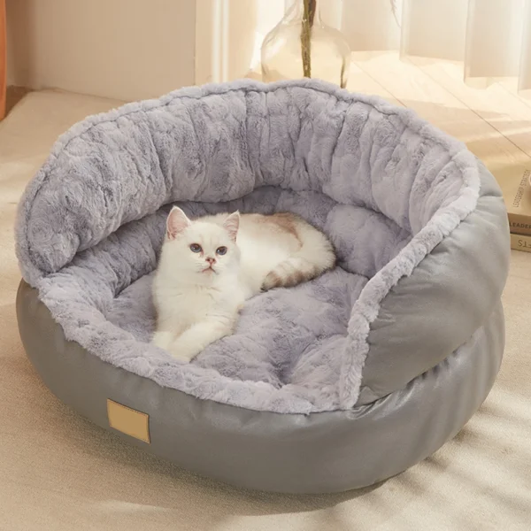 Round Dog Bed – Anti-Anxiety Plush Nest for Pets