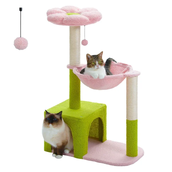 Flower Cat Tree with Hammock & Condo - Image 2