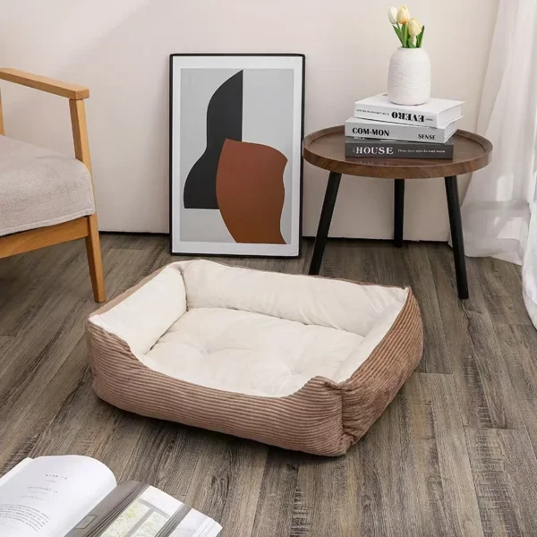 Square Dog Bed with Soft Velvet Surface