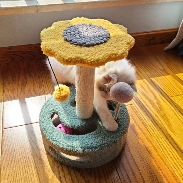 Cat Climbing Toy with Scratcher & Flower Top