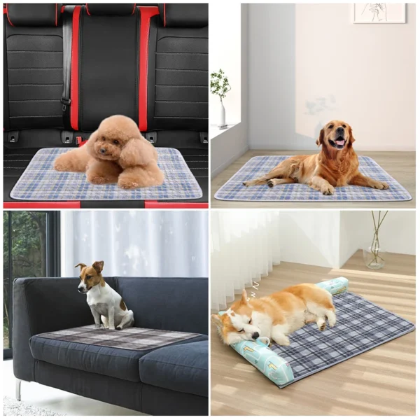 Washable Dog Pee Pad with Plaid Style