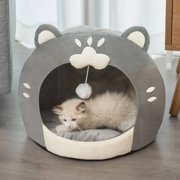 Cozy Cat Bed with Cute Cat-Shaped Design - Image 2