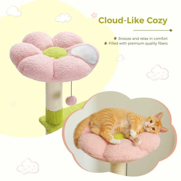 Flower Cat Tree with Hammock & Condo - Image 3