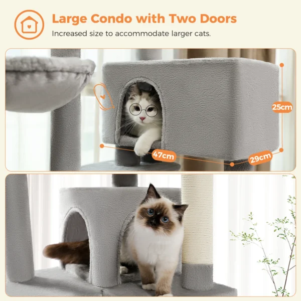 Cat Tree Tower with Condos & Hammock - Image 5