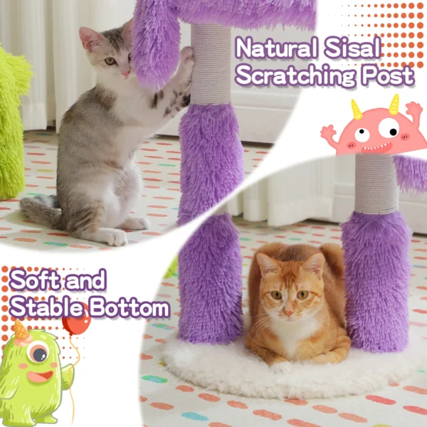 Monster Cat Tree Tower with Plush Condo & Sisal Legs - Image 4