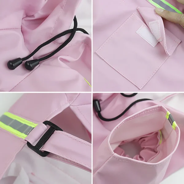 Hooded Dog Raincoat with Reflective Strip - Image 2