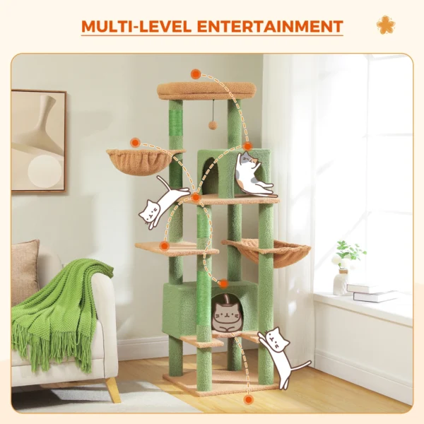 Cat Tower for Large Cats with XXL Hammock & Dual Condos