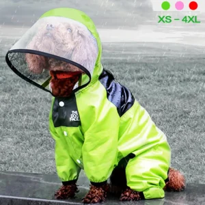Dog Face Raincoat Jumpsuit with Hoodie